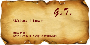 Gálos Timur névjegykártya